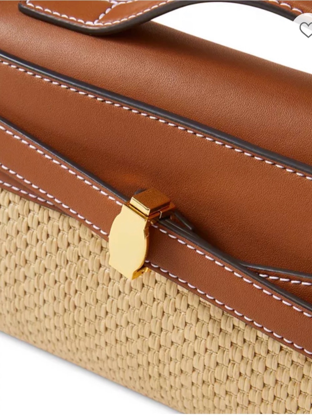 Veronica Beard Dash Raffia Clutch Hazelwood Leather Top Handle Bag - Picture 3 of 12